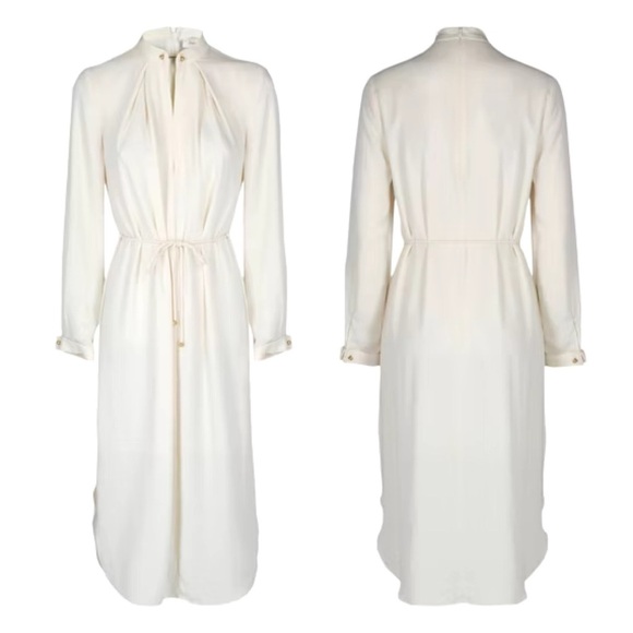 Zimmermann Dresses & Skirts - Zimmerman - White Long Sleeve V Neck Self Tie Midi Longuette Dress Size 2